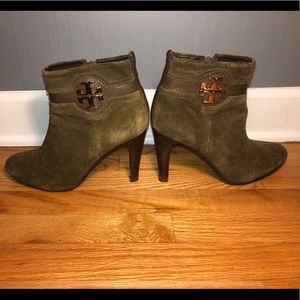 Tory Burch Suede Olive Alaina Booties